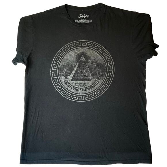 Jokes Men T-shirt size L Short Sleeve Stretchy California Republic Black - Picture 1 of 7